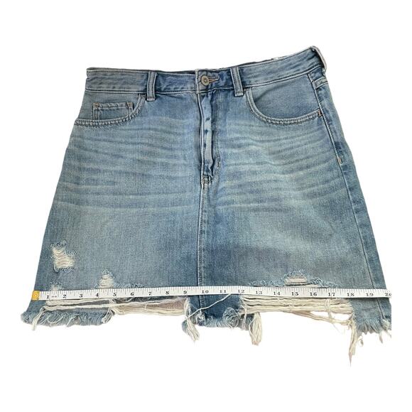 Hollister Womens Skirt Size 29 Ultra High Rise Denim Distressed Light Wash Skirt - Picture 9 of 11